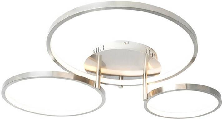 QAZQA Moderne plafondlamp staal incl. LED en dimmer- Rondas