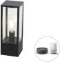 QAZQA charlois Design LED Dimbare Smart Staande Buitenlamp Staande Lamp voor buiten incl. wifi met Dimmer 1 lichts H 40 cm Zwart Buitenverlichting - Thumbnail 2