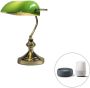 QAZQA banker Retro Dimbare LED Smart Notarislamp Bankierslamp incl. wifi met Dimmer 1 lichts H 36 cm Groen Woonkamer Slaapkamer - Thumbnail 2