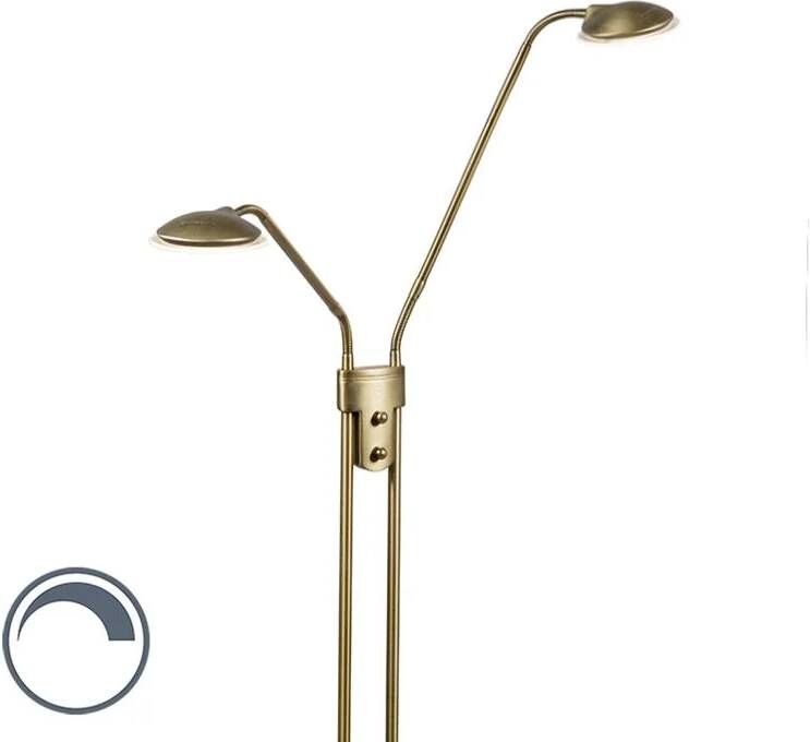 QAZQA Moderne vloerlamp brons met leeslamp incl. LED Eva