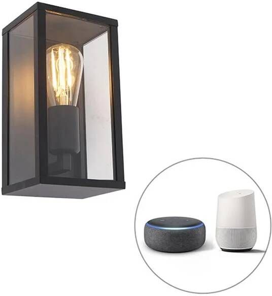 QAZQA Smart Wandlamp Zwart 26 Cm Ip44 Incl. Wifi St64 Charlois