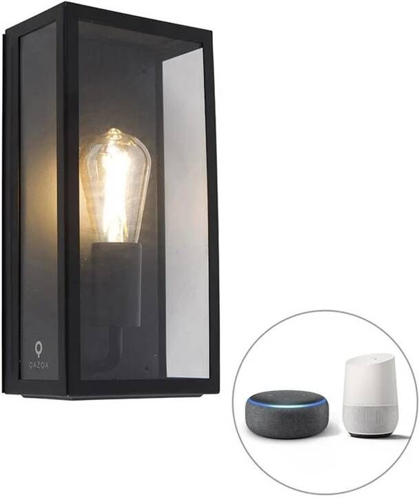 QAZQA rotterdam Moderne LED Smart Wandlamp incl. wifi voor buiten 1 lichts D 10 cm Zwart Buitenverlichting