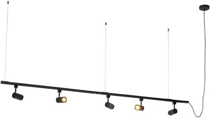QAZQA Modern Hangend Railsysteem Met 5 Spots Zwart 1-fase Iconic Jeana