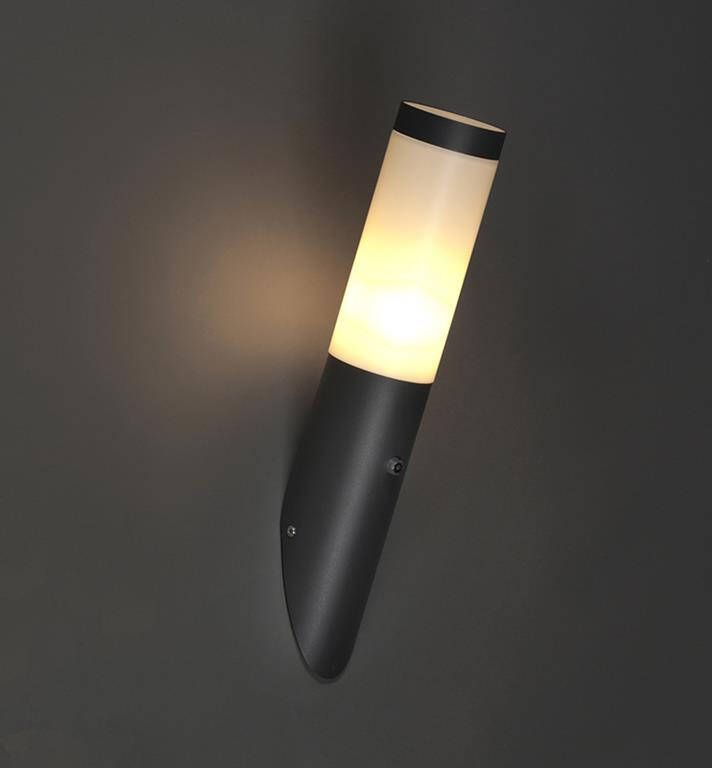 QAZQA Moderne Buiten Wandlamp Donkergrijs Ip44 Met Schemersensor Rox