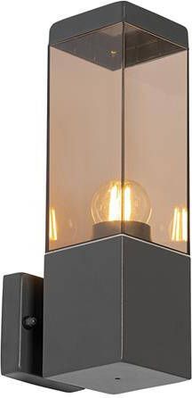 QAZQA Moderne Buiten Wandlamp Donkergrijs Met Smoke Malios