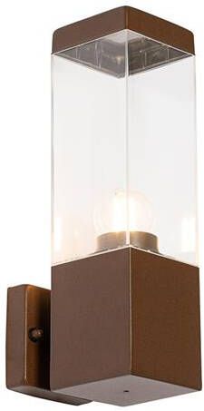 QAZQA Moderne Buiten Wandlamp Roestbruin Malios