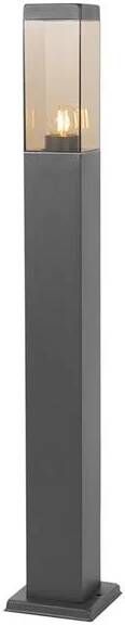 QAZQA Moderne Buitenlamp Paal Donkergrijs Met Smoke 80 Cm Malios
