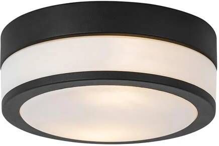 QAZQA Moderne Buiten Plafondlamp Zwart 23 Cm Ip44 Flavi
