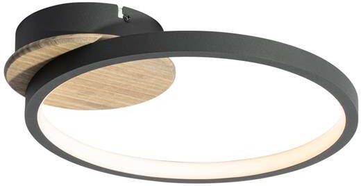 QAZQA Moderne Plafondlamp Zwart Met Hout Incl. Led 3-staps Dimbaar Alec