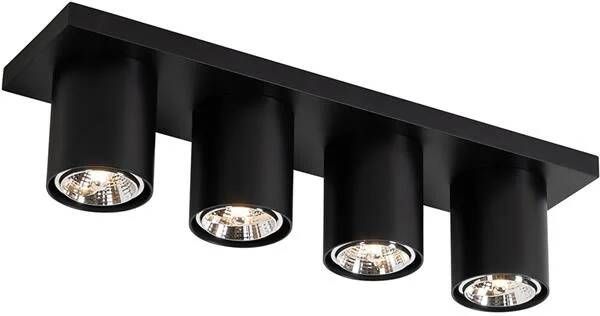 QAZQA Moderne plafondspot zwart 4-lichts Tubo