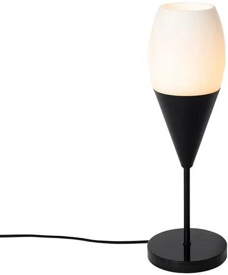QAZQA Moderne tafellamp zwart met opaal glas Drop