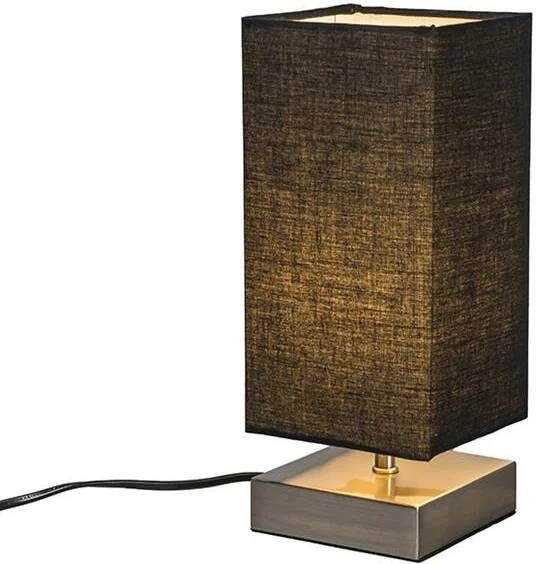 QAZQA Moderne tafellamp zwart met staal Milo