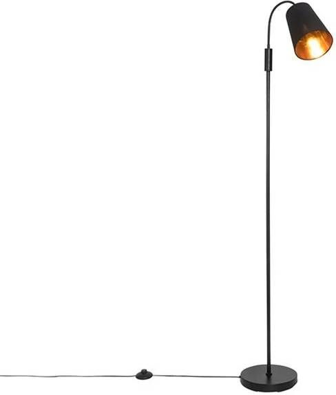 QAZQA carmen Vloerlamp 1 lichts H 150 cm Zwart