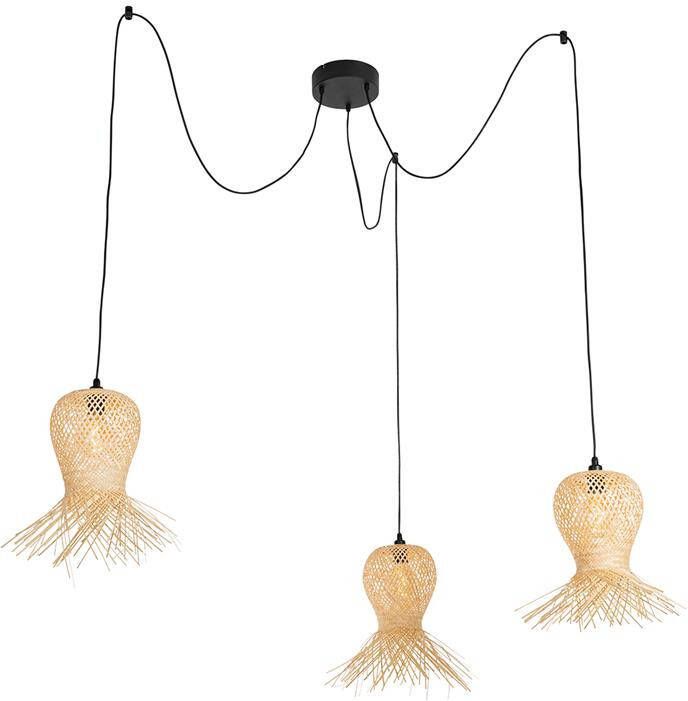 QAZQA Oosterse Buiten Hanglamp Bamboe 3-lichts Ip44 Carlos