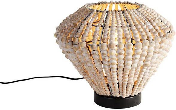 QAZQA Oosterse tafellamp beige met kralen Moti