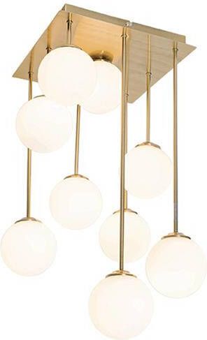 QAZQA Moderne plafondlamp goud met opaal glas 9-lichts Athens