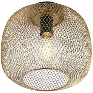 QAZQA bliss_mesh Plafondlamp 1 lichts Ø 300 mm Goud messing
