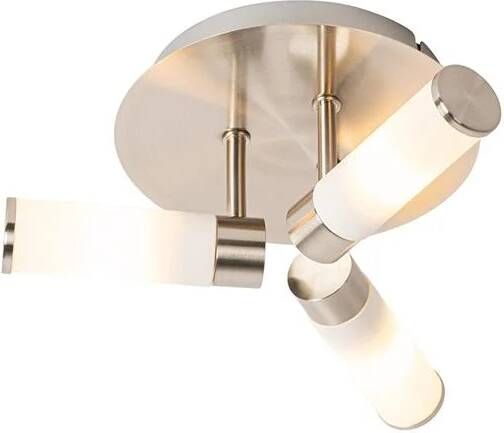 QAZQA Moderne badkamer plafondlamp staal 3-lichts IP44 Bath