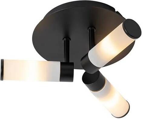 QAZQA Moderne badkamer plafondlamp zwart 3-lichts IP44 Bath