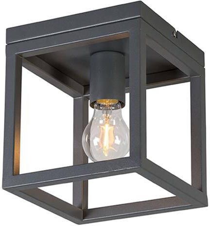 QAZQA Industriële Plafondlamp Donkergrijs Cage