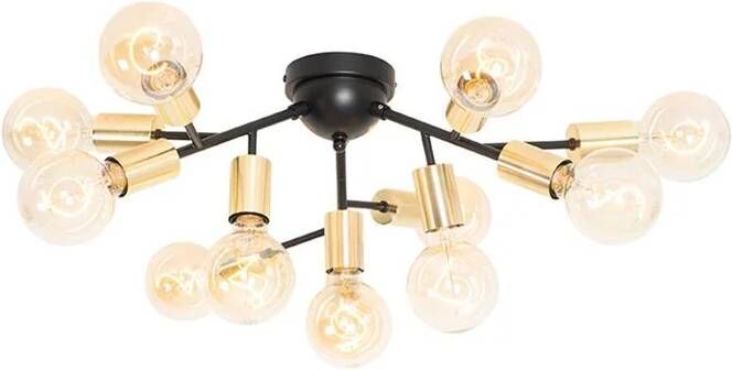 QAZQA Design plafondlamp zwart met goud 12-lichts Juul