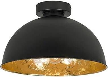 QAZQA Industriële plafondlamp zwart met goud 30 cm Magna Basic
