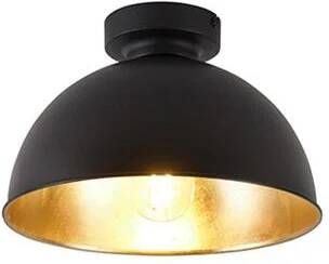 QAZQA Industriële plafondlamp zwart met goud 28 cm Magnax