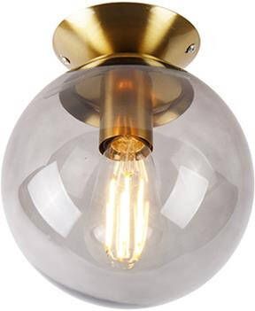 QAZQA Art deco plafondlamp messing met smoke glas Pallon