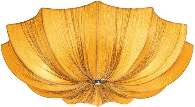 QAZQA Design Plafondlamp Goud Zijden 52 Cm 3-lichts Plu