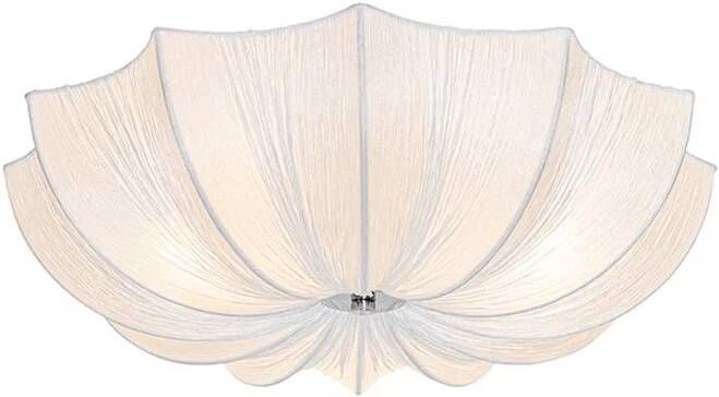 QAZQA Design Plafondlamp Wit Zijden 52 Cm 3-lichts Plu