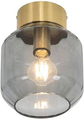 QAZQA Moderne plafondlamp messing met smoke glas Stiklo