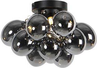 QAZQA Design Plafondlamp Zwart Met Smoke Glas 3-lichts Uvas