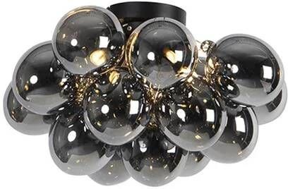 QAZQA Design plafondlamp zwart met smoke glas 4-lichts Uvas