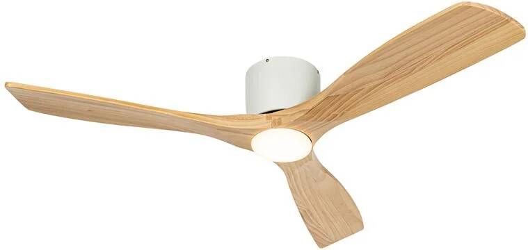 QAZQA Plafondventilator wit met hout incl. LED met afstandsbediening