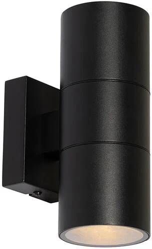 QAZQA Professional Moderne Buiten Wandlamp Zwart 2-lichts Ar70 Ip44 Duo