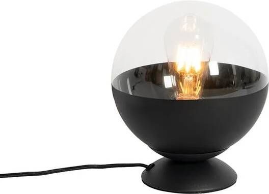 QAZQA Retro tafellamp zwart met helder glas Eclipse