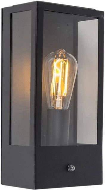 QAZQA Buiten Wandlamp Zwart Met Schemersensor Rotterdam
