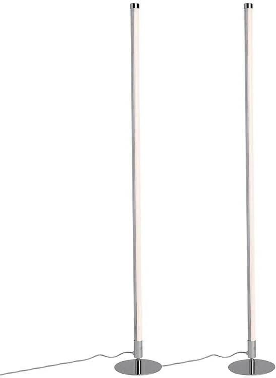 QAZQA Line-up Vloerlamp met dimmer 2 lichts H 1220 mm Chroom