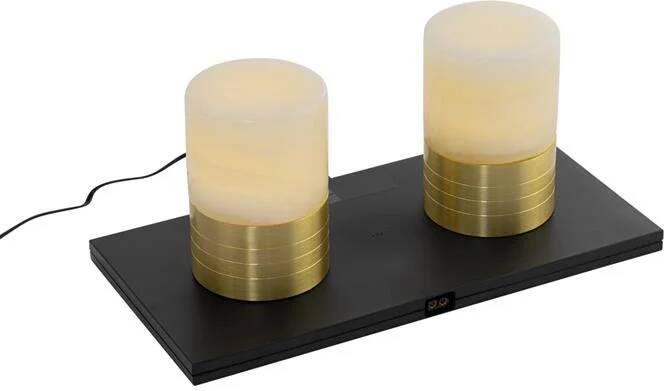 QAZQA Set van 2 tafellampen goud RGBW oplaadbaar Alessia
