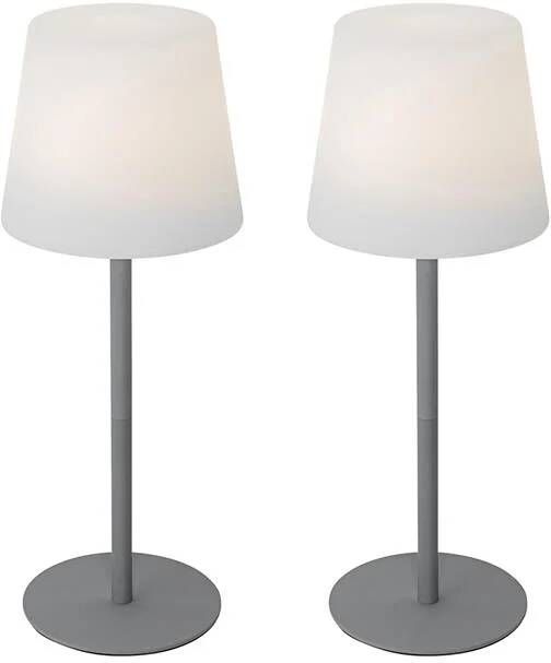 QAZQA Set van 2 tafellampen grijs oplaadbaar 40 cm IP54 Jude
