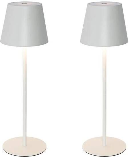 QAZQA Set van 2 tafellampen wit met dimmer en oplaadbaar Murdock