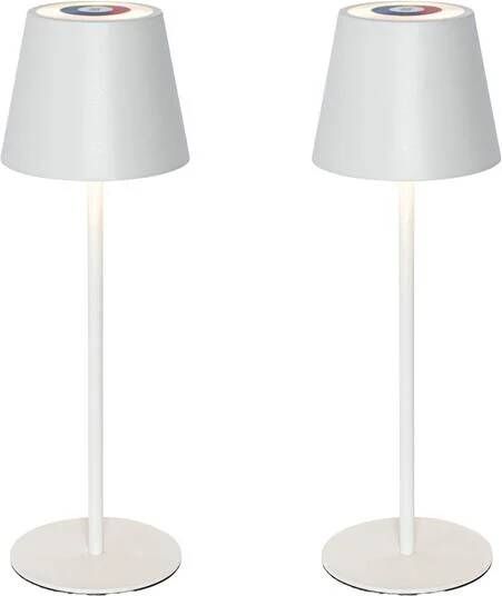 QAZQA Set van 2 tafellampen wit met dimmer en oplaadbaar RGBW