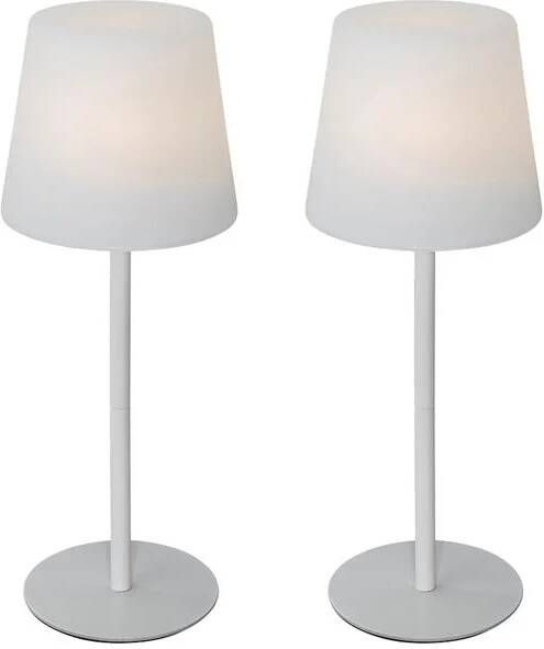 QAZQA Set van 2 tafellampen wit oplaadbaar 40 cm IP54 Jude