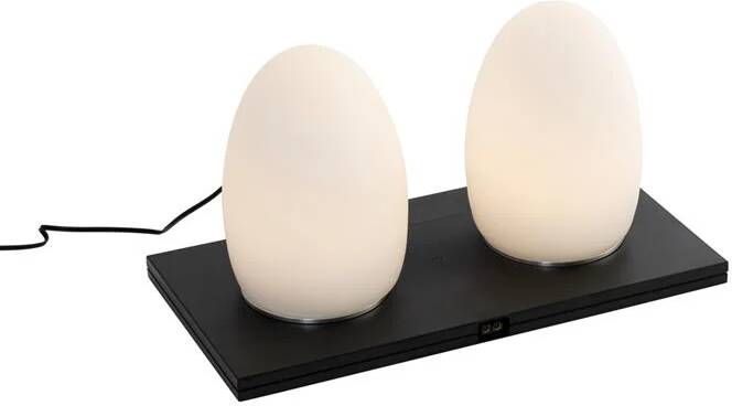 QAZQA Set van 2 tafellampen wit RGBW oplaadbaar Eggo