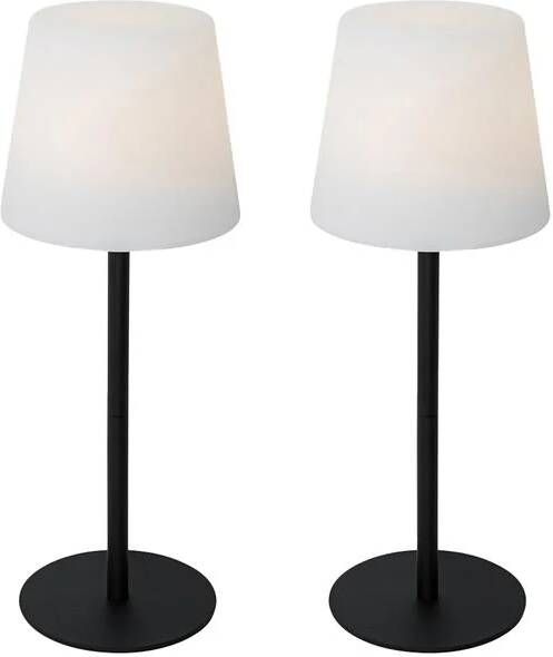 QAZQA Set van 2 tafellampen zwart oplaadbaar 40 cm IP54 Jude