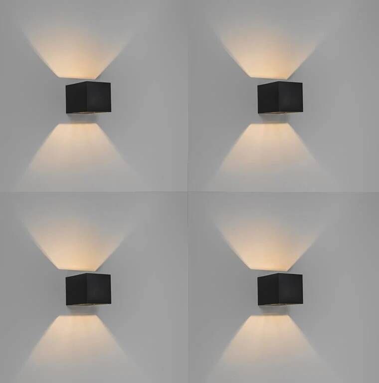 QAZQA Set van 4 moderne wandlampen zwart Transfer