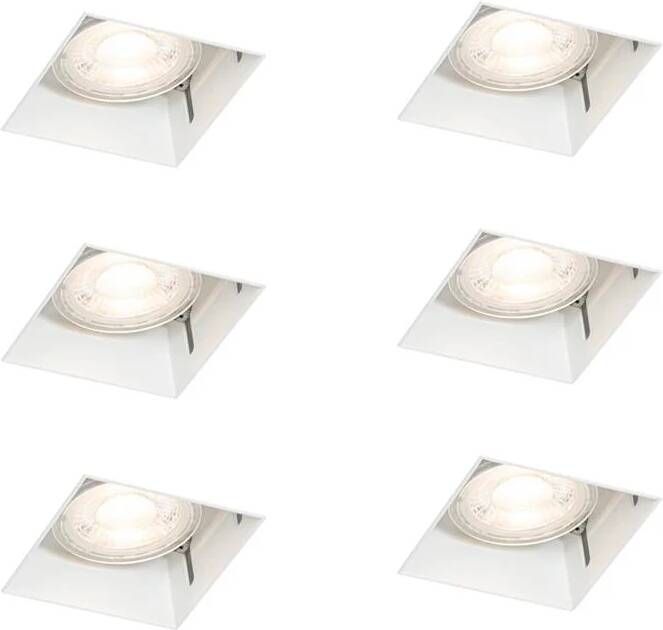 QAZQA Set van 6 inbouwspots wit GU10 50mm trimless Oneon