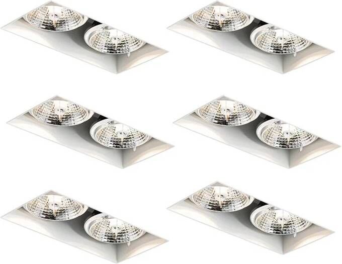 QAZQA Set van 6 inbouwspots wit GU10 70mm 2-lichts trimless Oneon