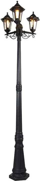 QAZQA Smart buiten lantaarn zwart 3-lichts incl. Wifi ST64 New