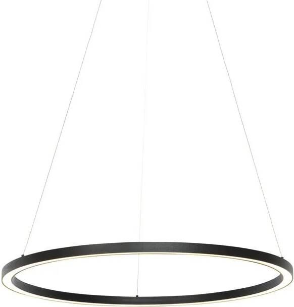 QAZQA girello Design Dimbare LED Hanglamp met Dimmer voor boven de eettafel in eetkamer 1 lichts Ø 80 cm Zwart Woonkamer Slaapkamer Keuken